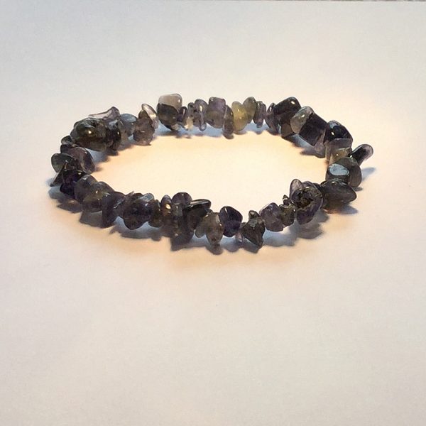 One Iolite Chip Bracelet - purple/blue chips - on a white background