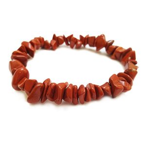 One Red Jasper Chip Bracelet - red chips - on a white background