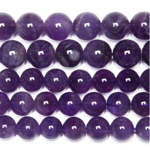 Close up of Amethyst Round Beads - purple coloured spheres.