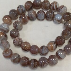 Close up of Agate (Grey) Round Beads - black coloured spheres.