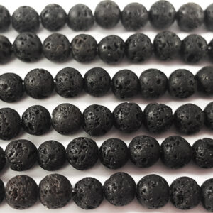 Close up of Lava Round Beads - black porous spheres.