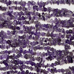 High volume of rows of Amethyst chip necklaces - purple