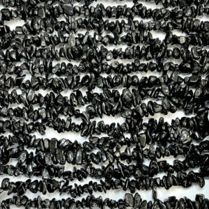 High volume of rows of Black Tourmaline chip necklaces - black