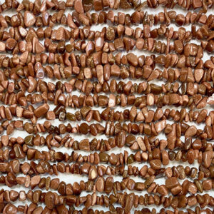 High volume of rows of Goldstone chip necklaces - brown with copper flecks