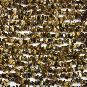 High volume of rows of Tiger Eye Gold chip necklaces - Gold, brown and black banding