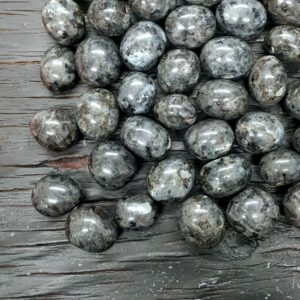 Labradorite / Larvikite stone - dark grey with light grey specks