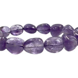 One light Amethyst nugget bracelet from the side - large see-through purple beads - on a white background