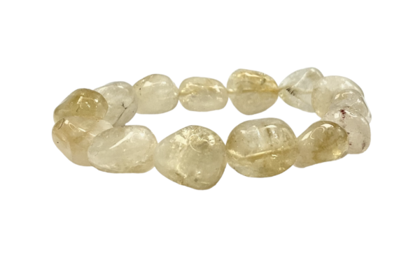 One Citrine nugget bracelet from the Side - large see-through orange beads - on a white background