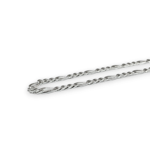 One Figaro Silver Chain - large silver links conneted with smaller silver links - on a white background