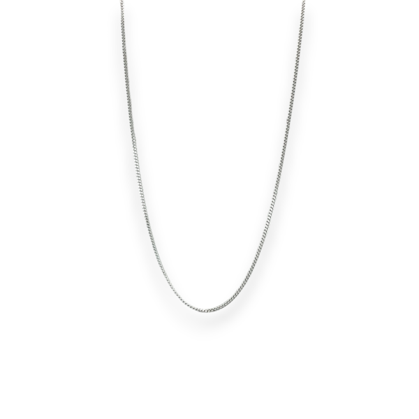 One Curb (Light) Silver Chain - delicate rounded links - on a white background