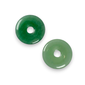 Two Aventurine Donut pendants - green stone - on a white background