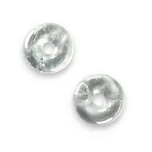 Two Crystal 30mm Donut pendants - translucent stone - on a white background