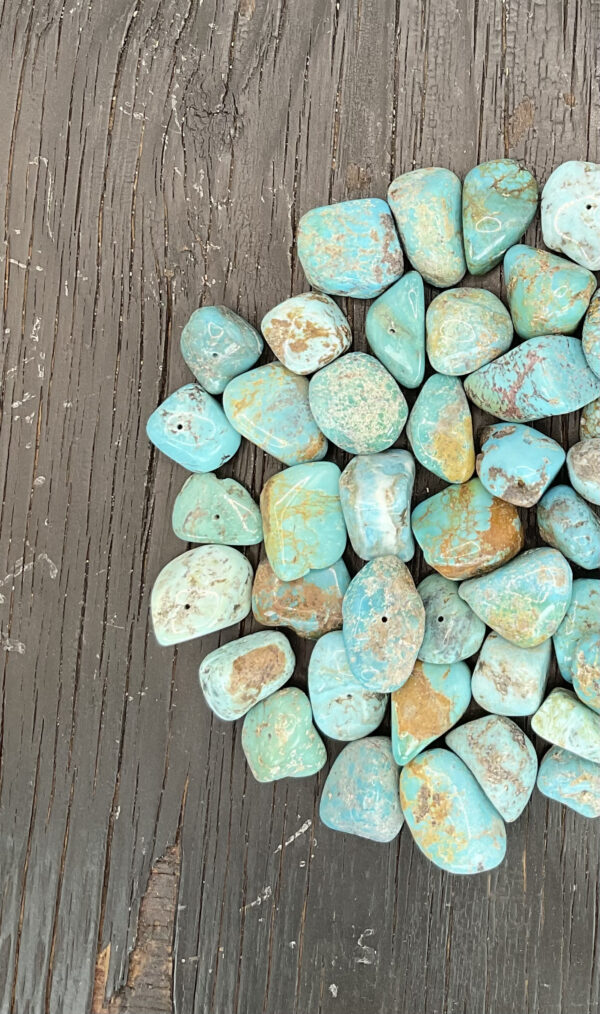 Example of Turquoise (Drilled) A Grade tumble stone - Beautiful shades of off white, black and soft brown