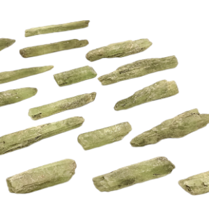 Group of green kyanite sticks - shades of dark green