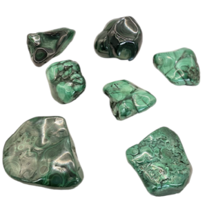 Group of Malachite b grade polished pieces - shades of light and dark green